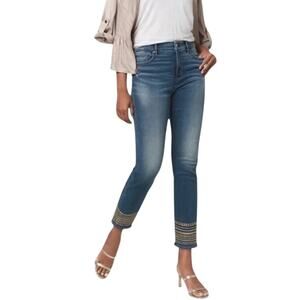White House Black Market Mid-Rise Embellished Slim Crop Jeans NWT Size 00